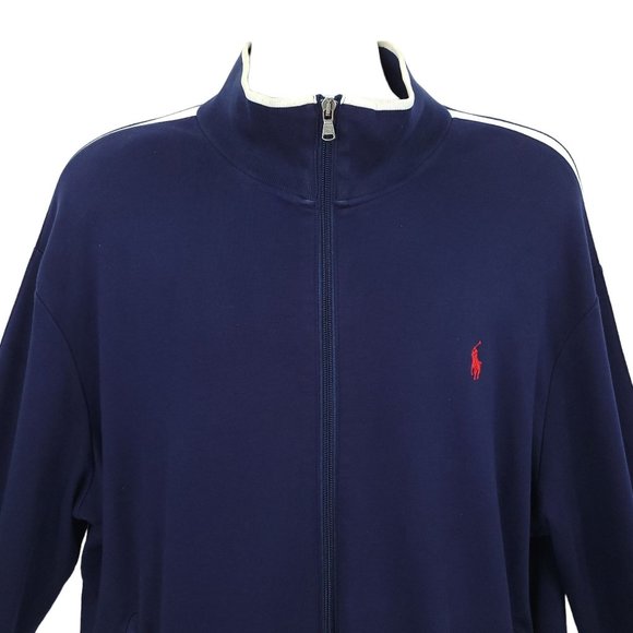 Polo Ralph Lauren Performance Full Zip Jacket Mens Size XL Stripe Track Blue - Picture 8 of 16